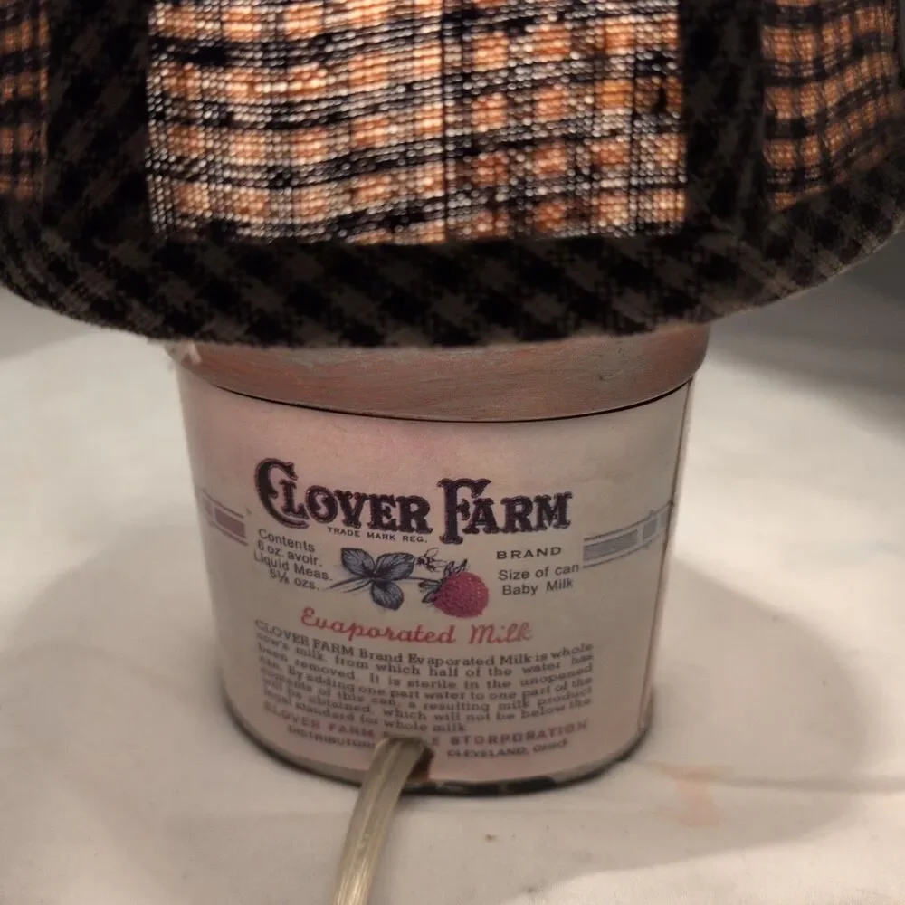 Vintage Clover Farm Evaporated Milk Can Lamp - Country Farmhouse Decor